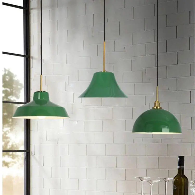Industrial Vintage Green Iron Dome Cone 1-light Pendant Light Lumendat
