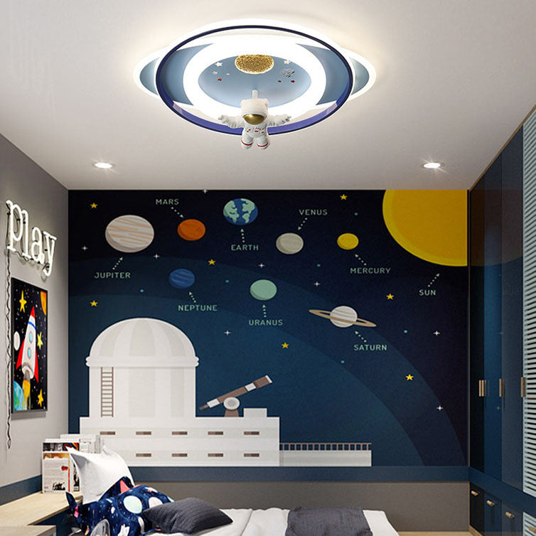 Lumendat Modern Creative Kids Iron Cartoon Astronaut Rocket LED Flush Mount Ceiling Light Lumendat