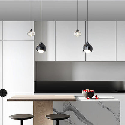 Light Luxury Simple Crystal Ball Metal 2-light Curve Pendant Light