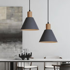 Nordic Vintage Iron Cone Wood Top 1-light Pendant Light Lumendat