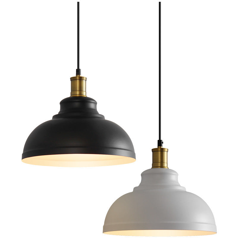 Industrial Simple Dome Round Pot Lid Iron 1-light Pendant Light BulbSquare