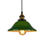 Contemporary Retro Emerald Green Flared Glass Shade 1-light Pendant Light for Dining Room BulbSquare