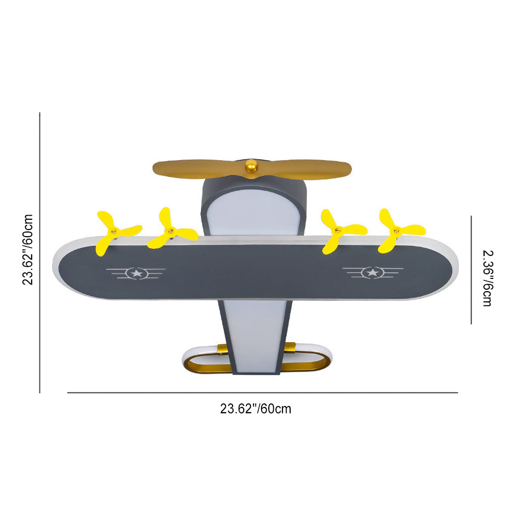 Contemporary Creative Kids Airplane Iron LED Flush Mount Ceiling Light for Bedroom