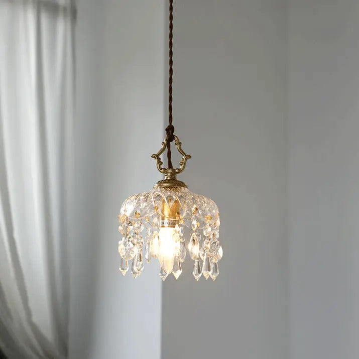 Vintage Decorative Floral Crystal 1-light Pendant Light Lumendat