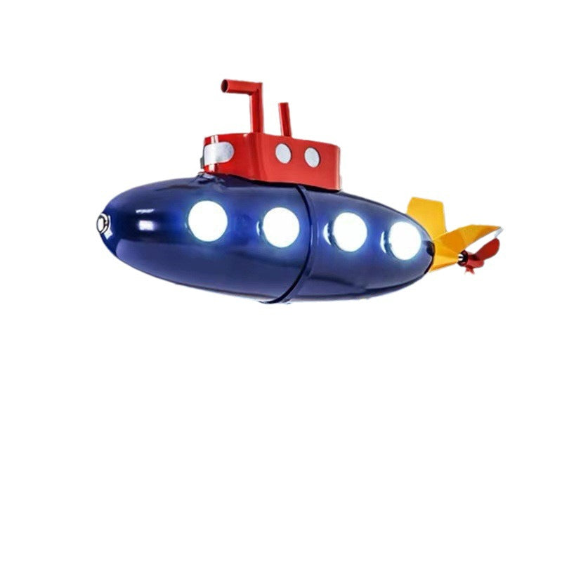Contemporary Creative Cartoon Submarine Iron LED Kids Chandelier for Bedroom