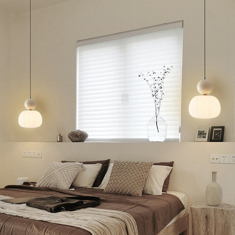 Modern Minimalist Round Pumpkin Iron Acrylic 1-light Pendant Light for Bedroom