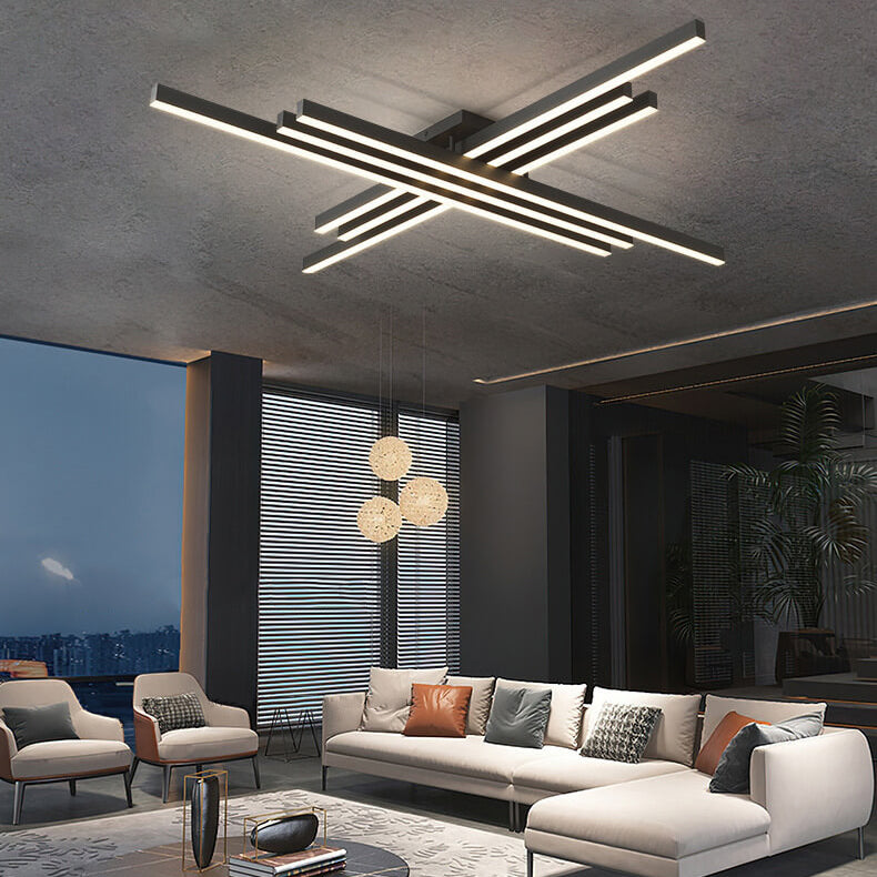 Industrial Aluminum Creative Geometric Line LED Flush Mount Light BulbSquare