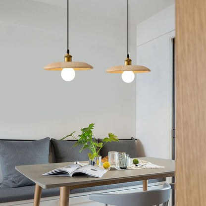 Nordic Modern Minimalist Solid Wood Disc 1-light Pendant Light