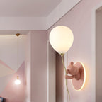 Contemporary Creative Cartoon Bear Balloon Iron Resin Glass 1-Light Wall Sconce Lamp For Bedroom Lumendat