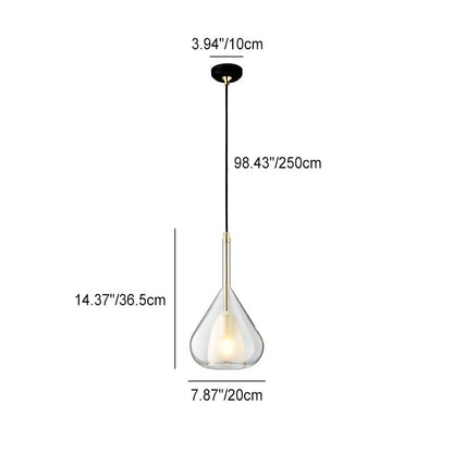Contemporary Scandinavian Diamond Copper Glass 1-light Pendant Light for Bedroom