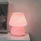 Modern Minimalist Striped Mushroom Glass 1-Light Table Lamp Lumendat