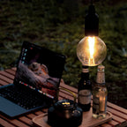 Retro Portable Waterproof Wood Round Cone Battery USB 1-Light Camping Outdoor Light Lumendat