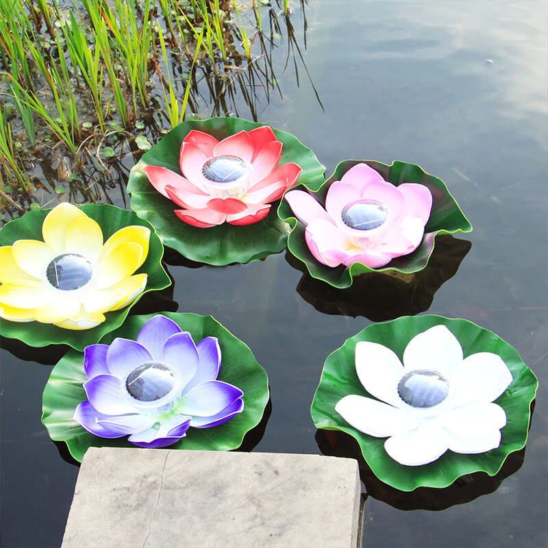 Creative Lotus Flower Waterproof Solar LED Outdoor Patio Pond Water Floating Light Lumendat