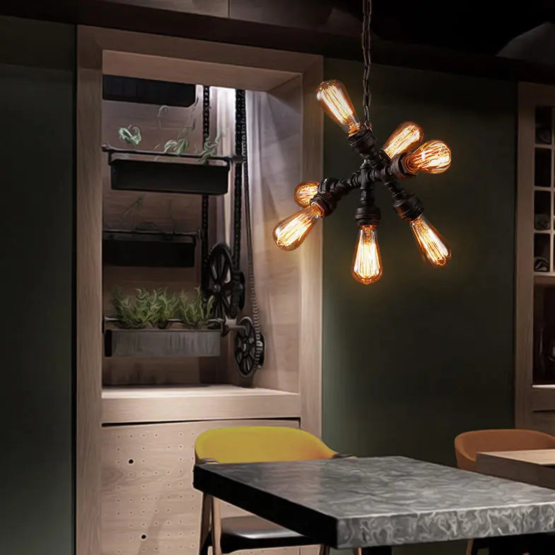 Industrial Iron Water Pipe Design 7-light Chandelier Lumendat