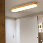 Traditional Japanese Rectangular Solid Wood Acrylic LED Flush Mount Ceiling Light For Living Room Lumendat
