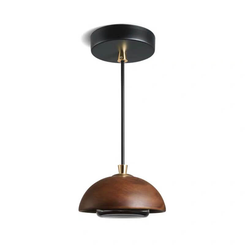 Nordic Minimalist Solid Wood Dome Glass Lampshade LED Pendant Light BulbSquare