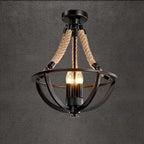 Vintage Industrial Iron Twine 3-light Island Light Chandelier BulbSquare