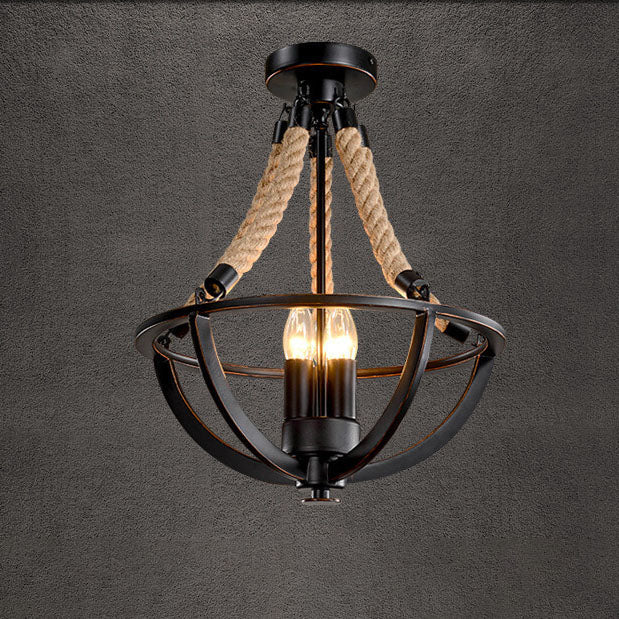 Vintage Industrial Iron Twine 3-light Island Light Chandelier