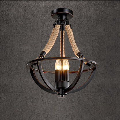 Vintage Industrial Iron Twine 3-light Island Light Chandelier