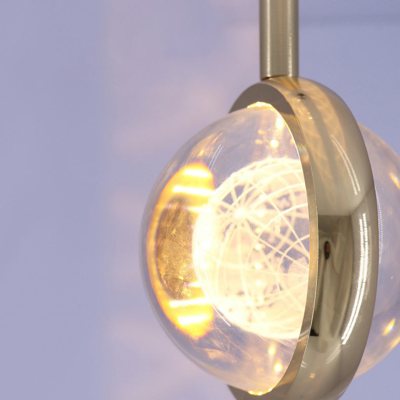 Modern Minimalist Round Ball Aluminum Crystal LED Pendant Light for Bedroom BulbSquare