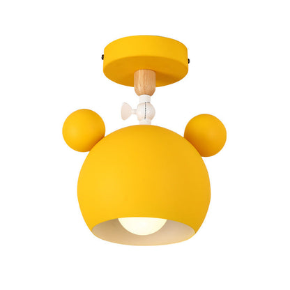 Contemporary Scandinavian Macaron Round Iron Rotatable 1-light Semi-flush Mount Ceiling Light for Living Room