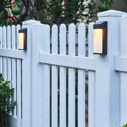 Solar Square Frosted Glass Waterproof Outdoor LED Wall Sconce Lamp
