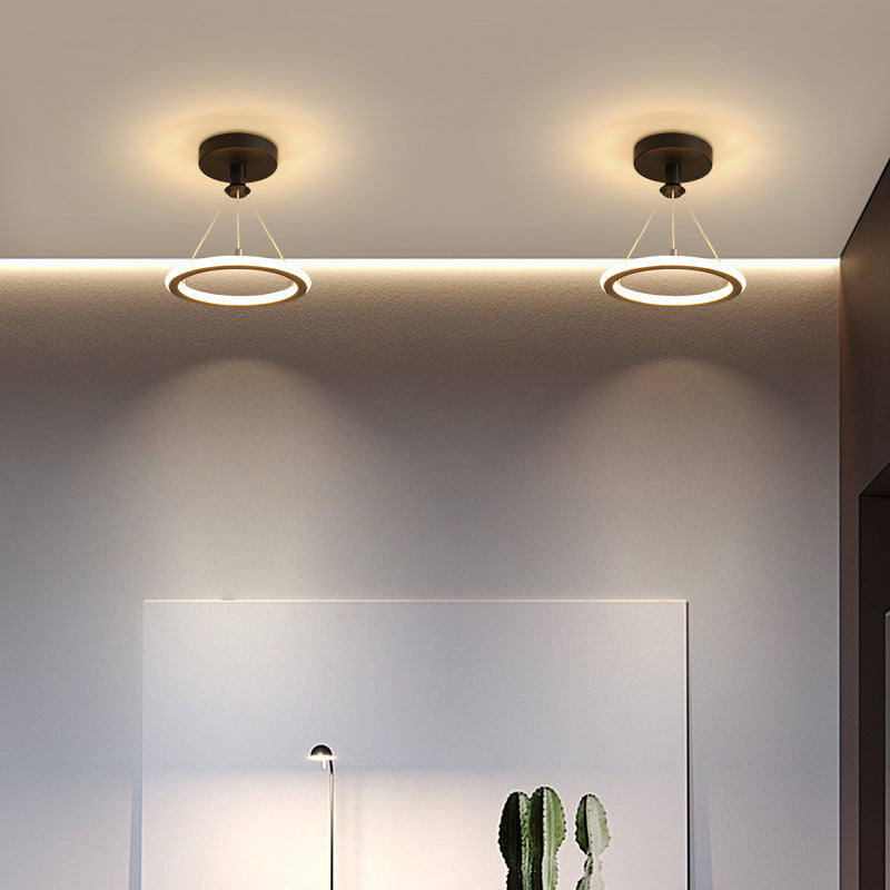Modern Simplicity Aluminum Circle Strip LED Semi-Flush Mount Ceiling Light For Hallway Lumendat