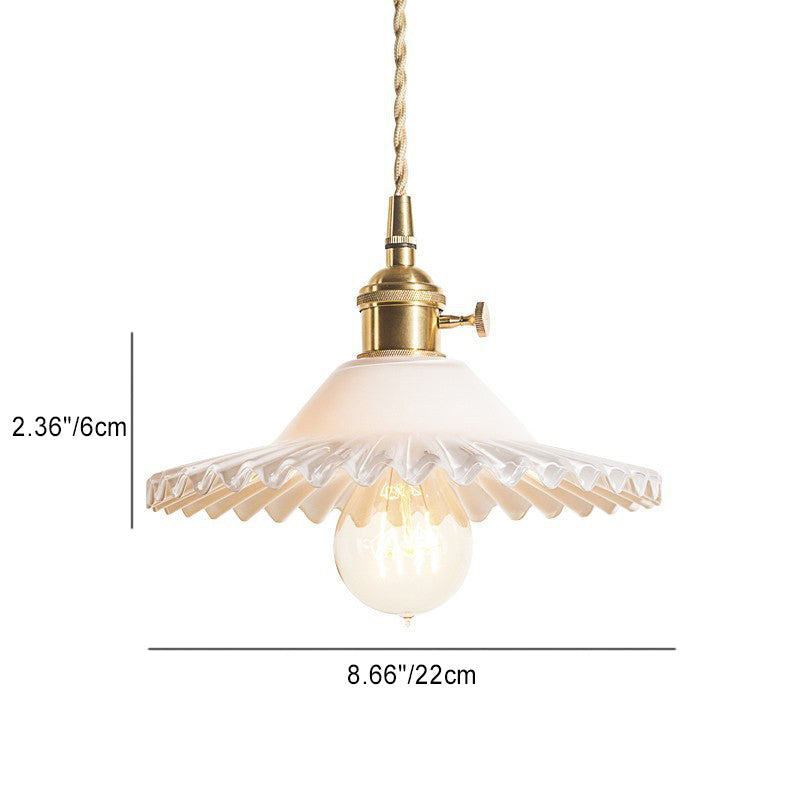 Traditional European Round Textured Glass 1-Light  Dome Lace Pendant Light