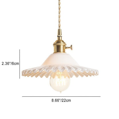 Traditional European Round Textured Glass 1-Light  Dome Lace Pendant Light