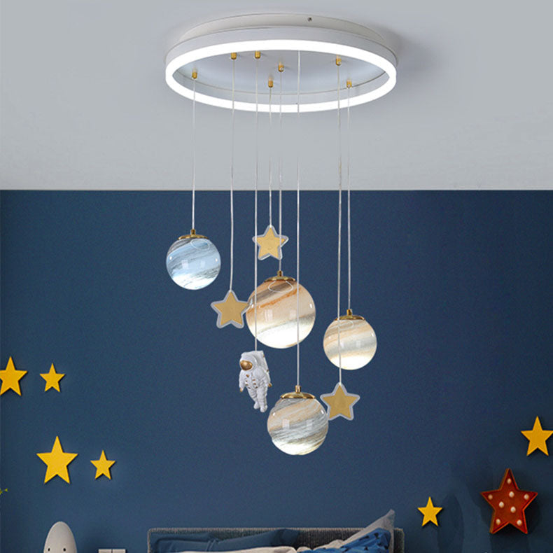 Lumendat Contemporary Creative Aluminum Round Shade Acrylic Glass Ball LED Kid's Flush Mount Ceiling Light For Bedroom Lumendat