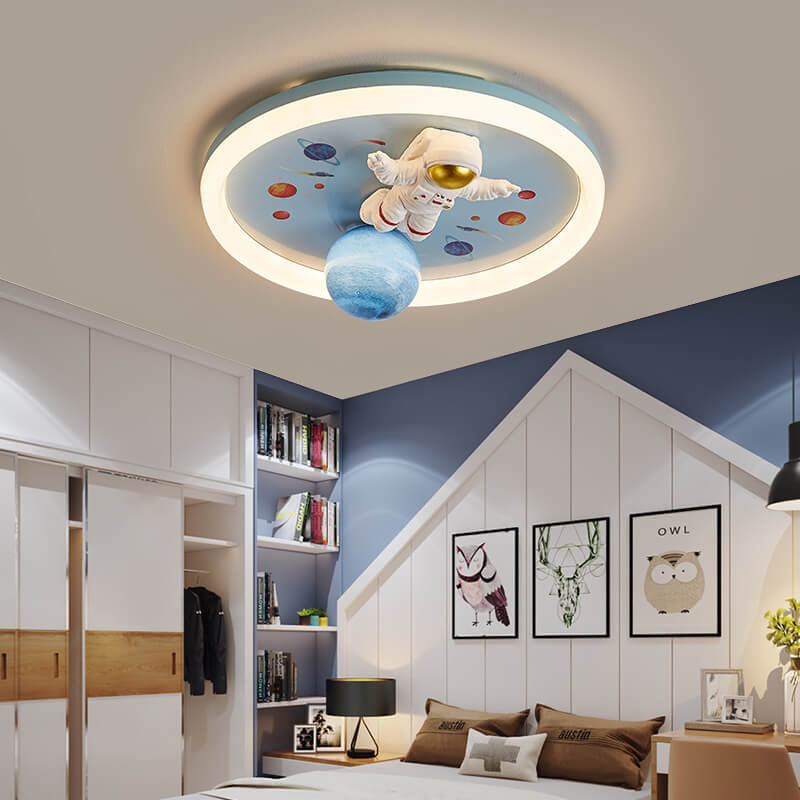 Lumendat Cartoon Creative Space Astronaut Resin LED Flush Mount Ceiling Light Lumendat