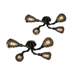Industrial Vintage Water Pipe Round Iron 4/6/8 Light Flush Mount Ceiling Light BulbSquare