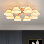 Nordic Wood Pleated Shade 3/6/8 Light Semi-flush Mount Ceiling Light BulbSquare