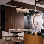 Contemporary Luxury Rectangular Stainless Steel Crystal LED Chandelier for Dining Room BulbSquare