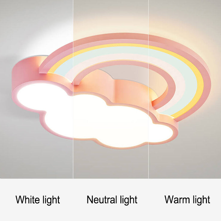 Childlike Cartoon Rainbow Cloud Design LED Flush Mount Light Lumendat