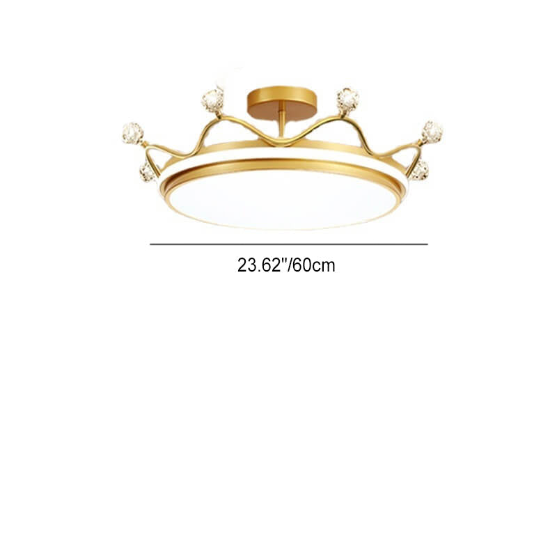 Contemporary Creative Kids Crown Iron Acrylic LED Semi-flush Mount Ceiling Light for Bedroom