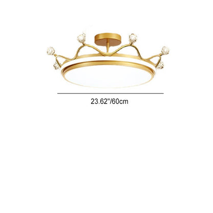 Contemporary Creative Kids Crown Iron Acrylic LED Semi-flush Mount Ceiling Light for Bedroom
