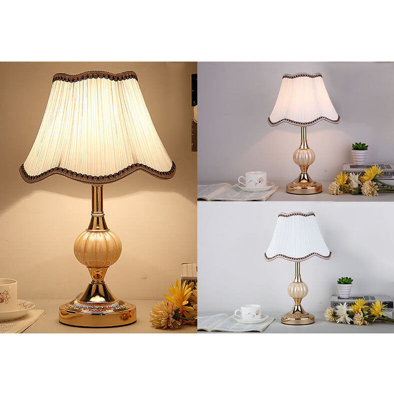 Nordic Vintage Floral Glass Fabric 1-Light Table Lamp Lumendat