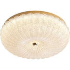Modern Luxury Stainless Steel Glass Copper Round LED Semi-flush Mount Ceiling Light