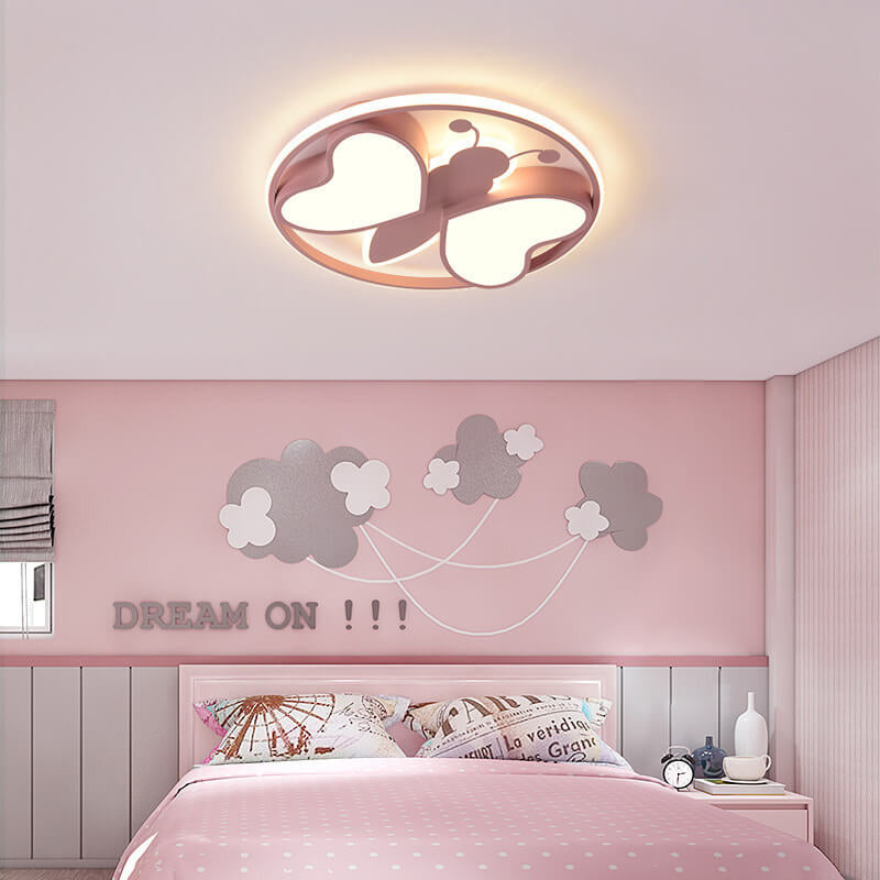 Lumendat Creative Cartoon Butterfly Round LED Flush Mount Ceiling Light Lumendat