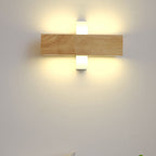 Japanese Minimalist Log Rectangular Flat Rotatable LED Wall Sconce Lamp