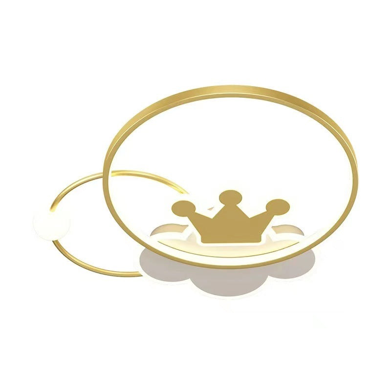 Lumendat Contemporary Nordic Kids Iron Acrylic Circle Round Crown Cloud LED Flush Mount Ceiling Light For Bedroom Lumendat