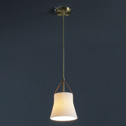 Japanese Light Luxury Ceramic Copper Round Mouth 1-light Pendant Light
