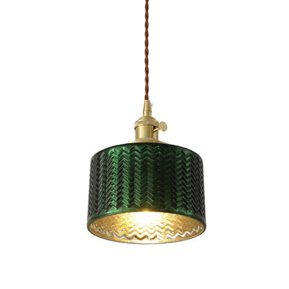 Nordic Vintage Tiffany Green Glass Island Chandelier – 1/2/3 Light, Brass