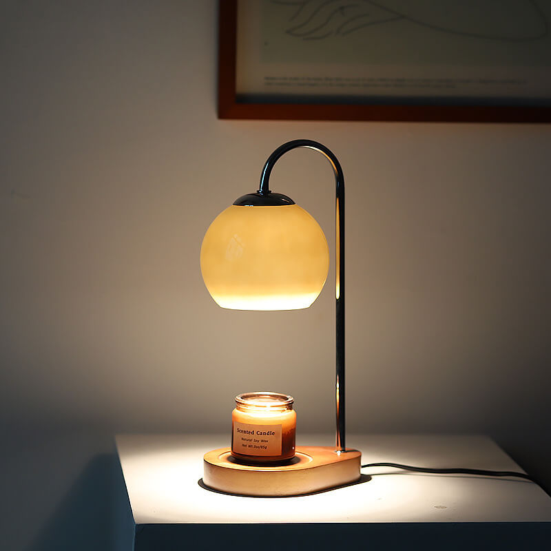 Modern Simple Solid Wood Candle Spherical 1-Light Melting Wax Table Lamp Lumendat