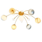 Contemporary Creative Starry Sky Moon Iron Glass 13-light Semi-flush Mount Ceiling Light for Bedroom