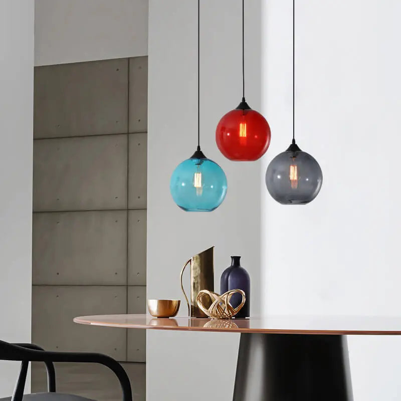 Nordic Minimalist Stained Round Glass 1-light Pendant Light modern luxury lighting fixture