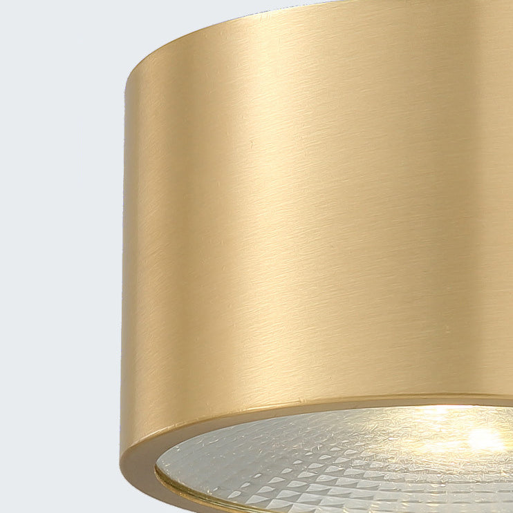 Modern Minimalist Cylinder Brass LED Flush Mount Ceiling Light for Living Room
