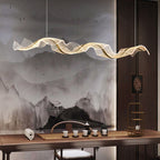 Contemporary Luxury Acrylic Corrugated Fluttering Tape Metal LED Island Light Pendant Light for Living Room BulbSquare