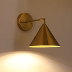 Modern Simple Iron Plated Brass Cone Round 1-Light Wall Sconce Lamp